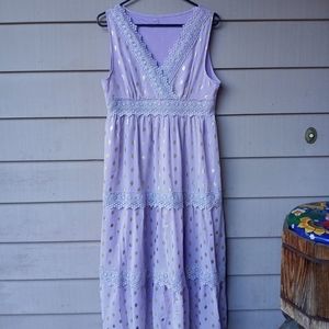 GOLD & LAVENDER POLKA DOT MAXI DRESS